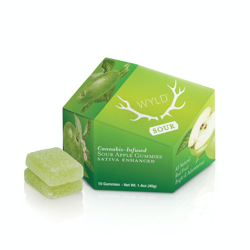 WYLD  Sour Apple Sativa Enhanced Gummies  100mg box 10mg per piece