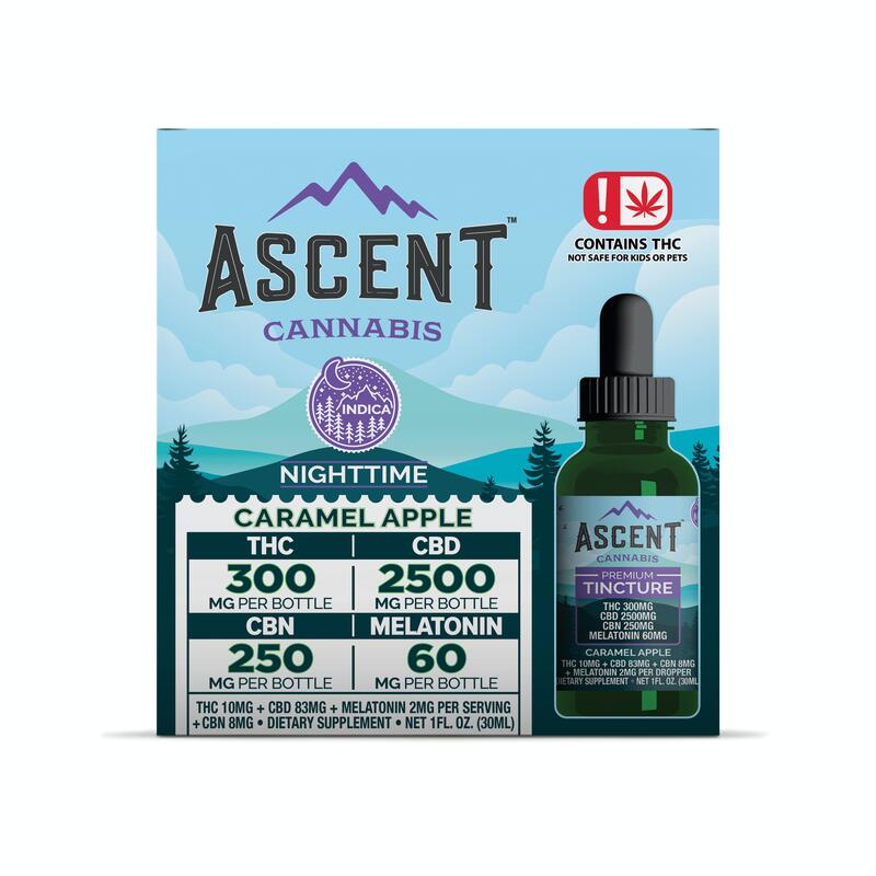 Ascent Cannabis Tincture - 300mg THC 2500mg CBD 250mg CBD & 60mg Melatonin