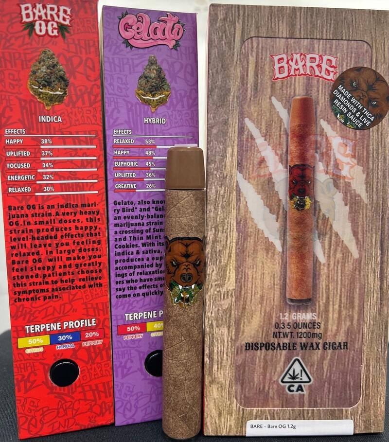 Barewoods - Bare OG Disposable Wax Cigar - 1.2g