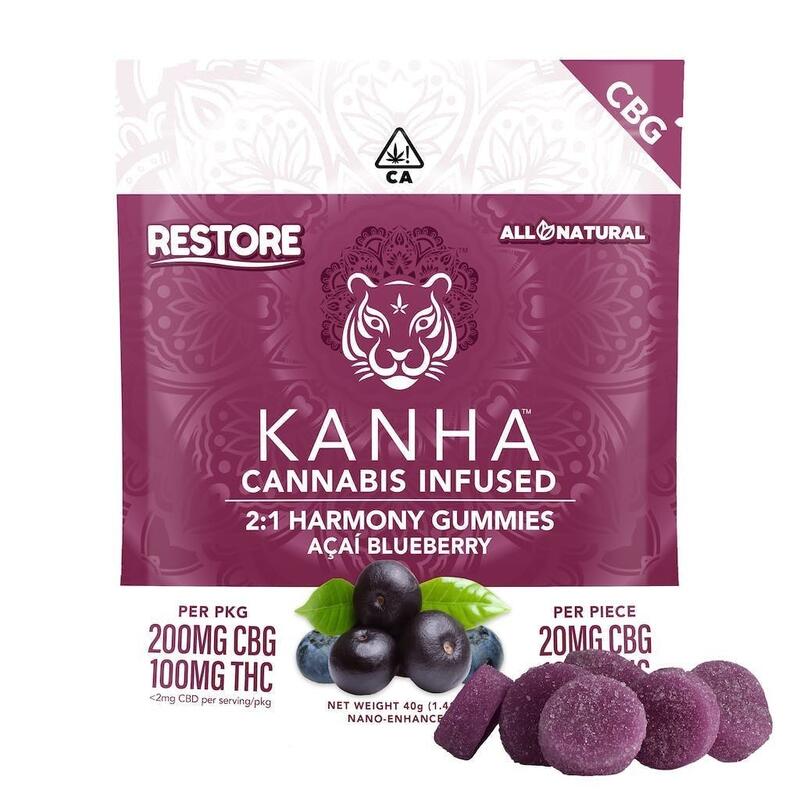 Kanha - Acai Blueberry 2:1 - 200mg CBG/100mg THC - 10 Pack Mixed