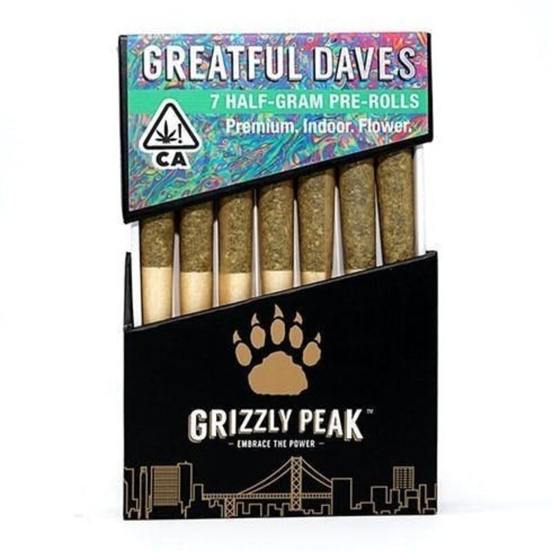 Grizzly Peak - Greatful Dave - 3.5 Pre Roll Pack - .5g 7 Pack Hybrid
