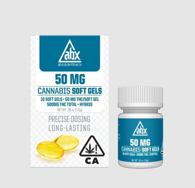 ABX - THC Soft Gels - 50mg (10 capsules) - 10 Pack Capsules