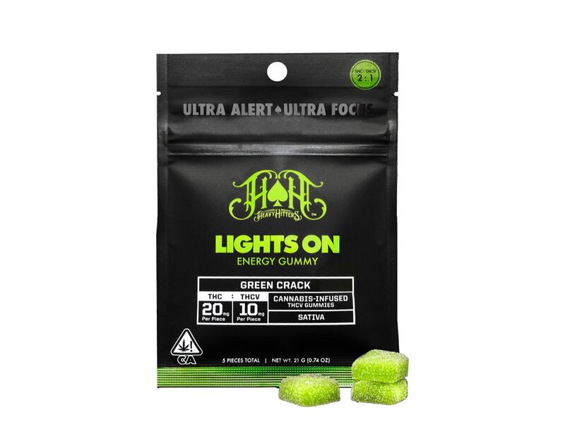 Lights On THCv Energy Gummy (Green Crack) 20mg THC:10mg THCv (S)