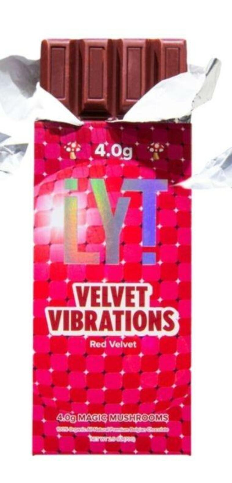 Velvet Vibrations Mushroom Chocolate 4g per bar.  12 microdoses