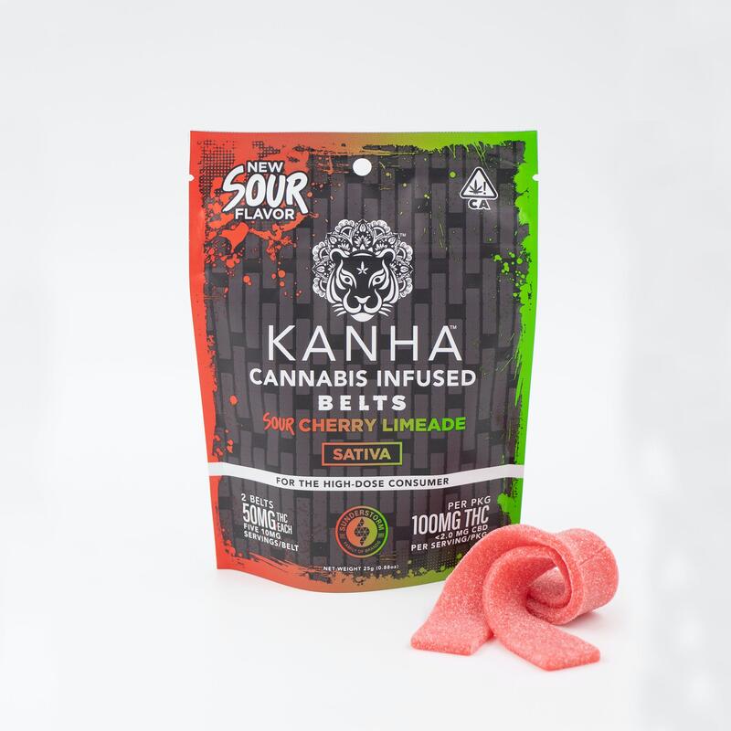 Kanha HIGH DOSE Cherry Limeade Sour Belts 100mg