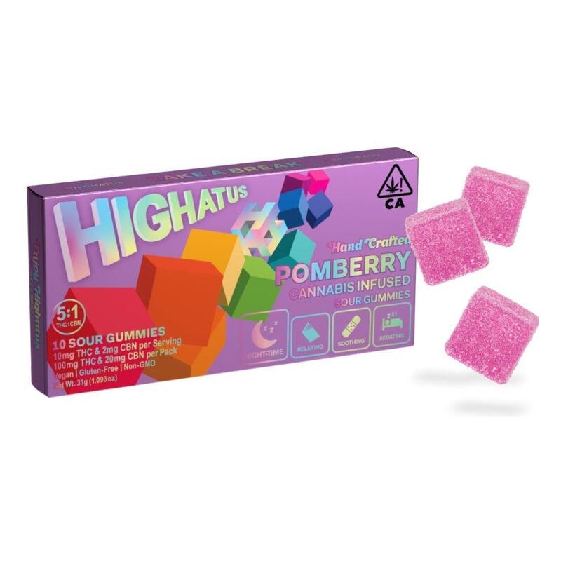 Highatus Pomberry (H) 5:1 CBN Gummies 100:20mg