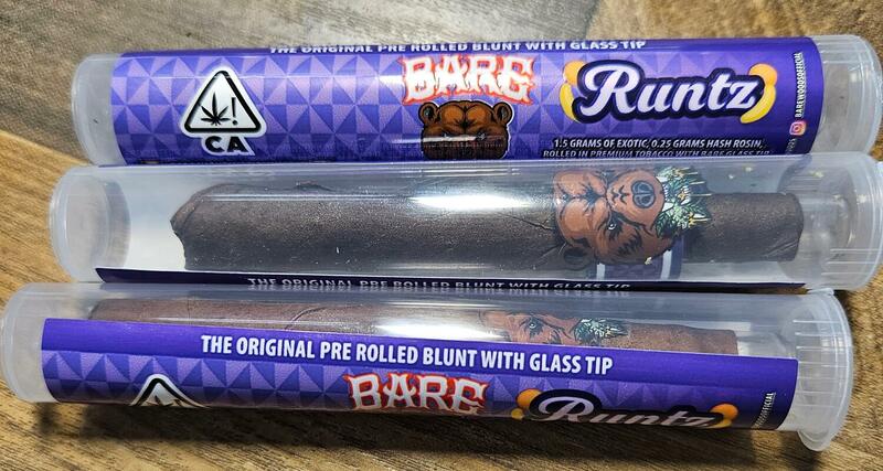 Barewoods EXotic Blunts 1.5g rolled in a backwoods wrap.