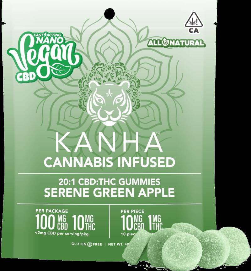 KANHA | VEGAN NANO 20:1 | Serene Green Apple CBD | 100mg CBD/5mg THC