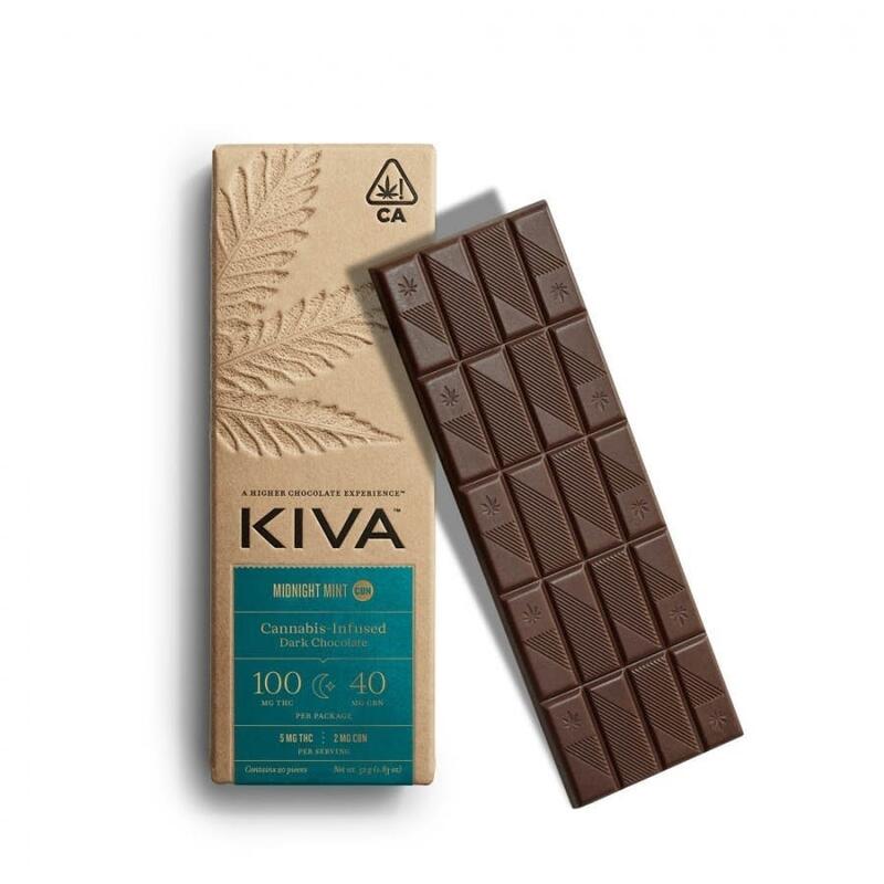 Kiva - Mint Midnight 100mg THC + 40mg CBN Chocolate Bar - CBN Bar