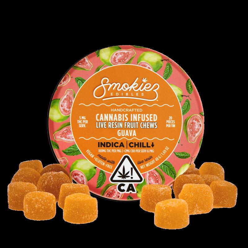 Guava Indica 100mg THC Live Resin Fruit Chews - CA