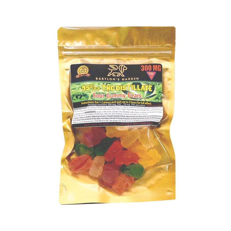Sour Gummy Bears - 300mg THC