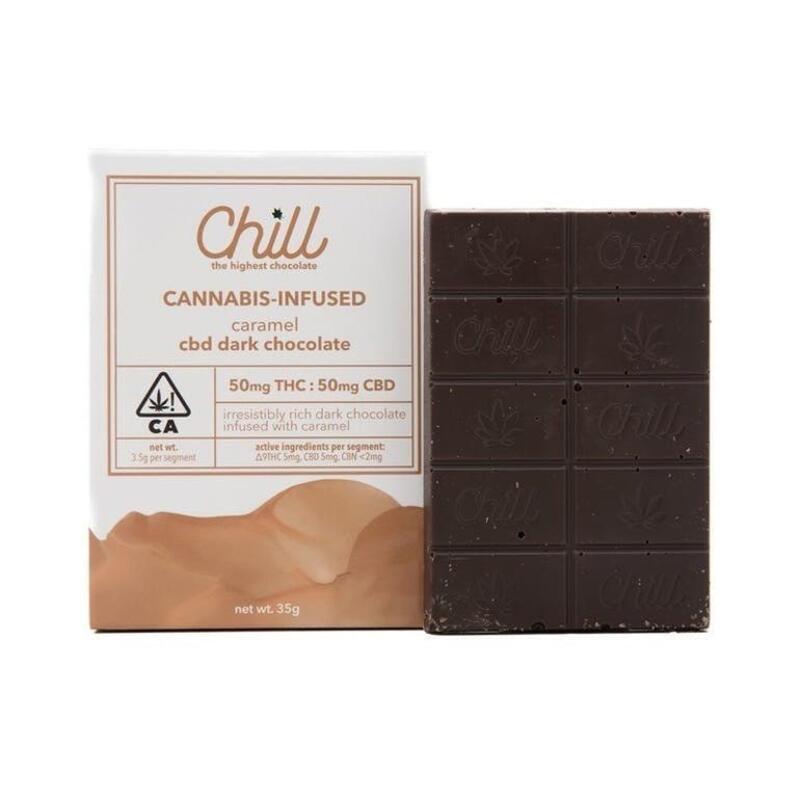 Chill - Caramel Dark Chocolate 1:1 CBD:THC 100mg