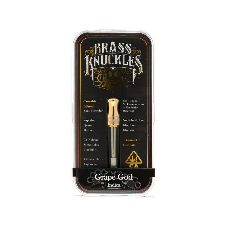 Grape God (I) 75.46%THC Cartridge (BRASS KNUCKLES) | Brass