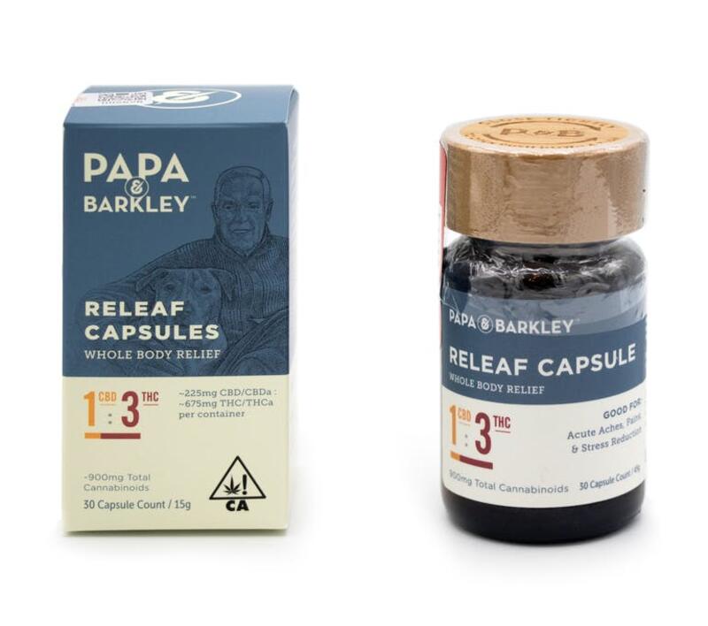 Papa & Barkley - Releaf Capsules - 1:3 CBD:THC - 30 Count