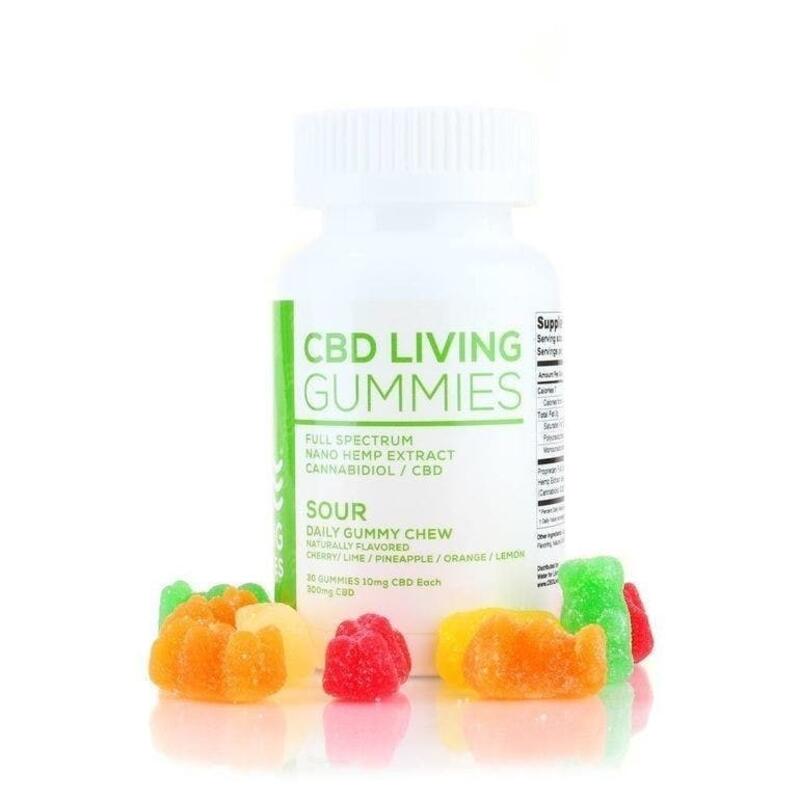 CBD Living Sour Gummy Bears 300mg 30ct