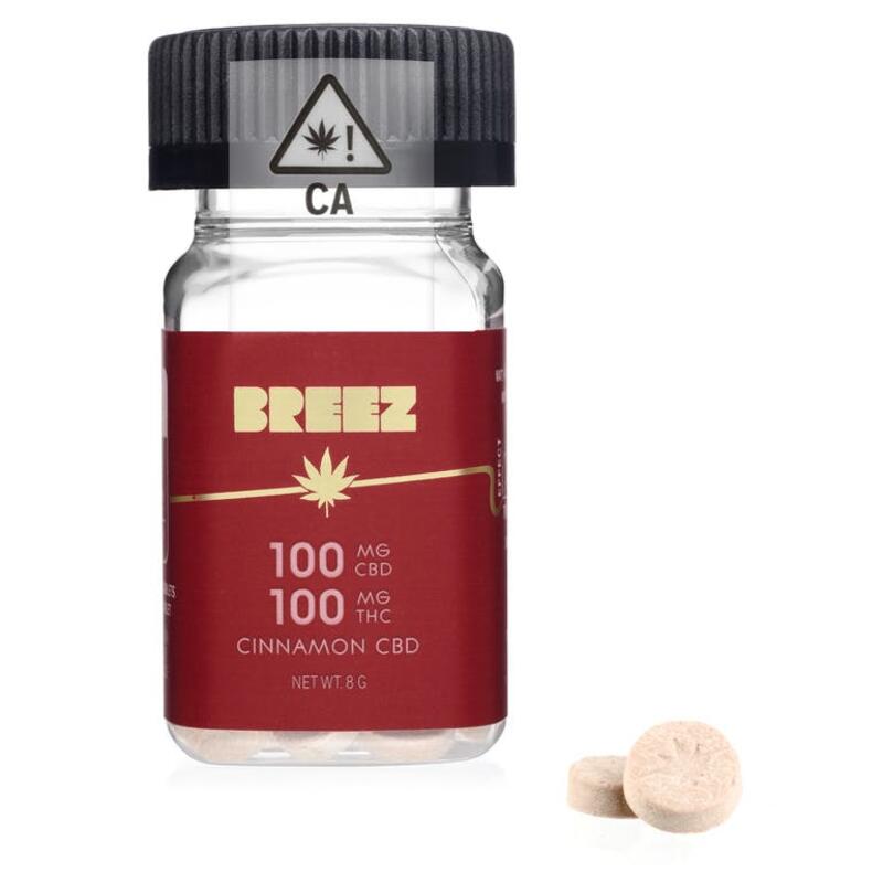 Breez - Cinnamon 1:1 CBD Tablets (100mg CBD + 100mg THC)