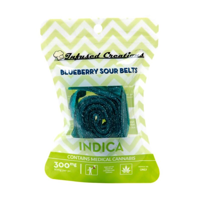 Blueberry Sour Belts Indica, 300mg
