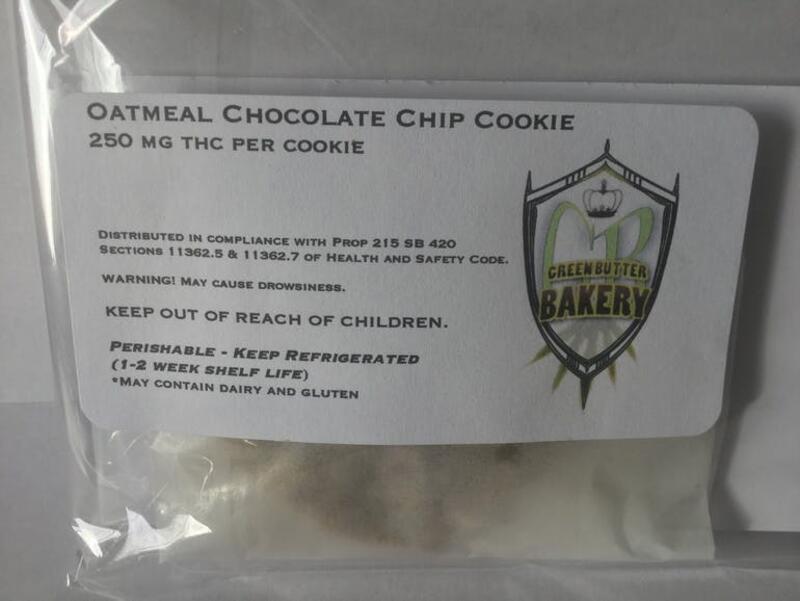Green Butter Bakery Oatmeal Chocolate Chip Cookie 100 mg