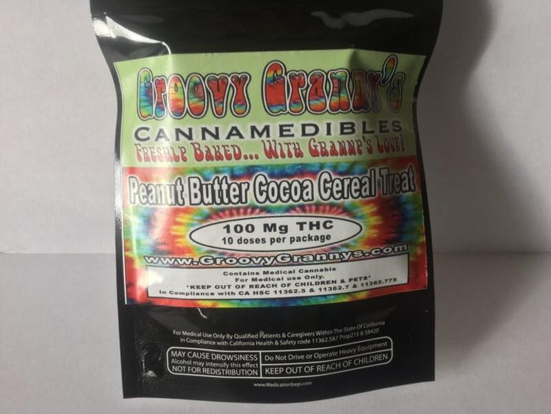 Groovy Granny’s Peanut Butter Cocoa Cereal Treat 100 mg