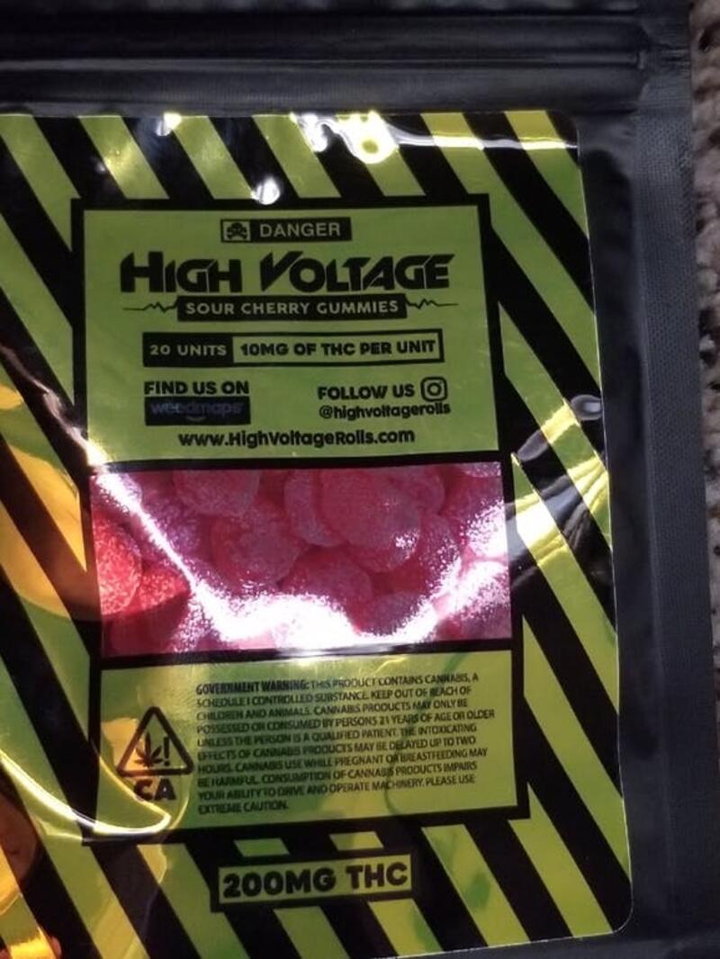 High Voltage Sour Cherry Gummies 200 mg