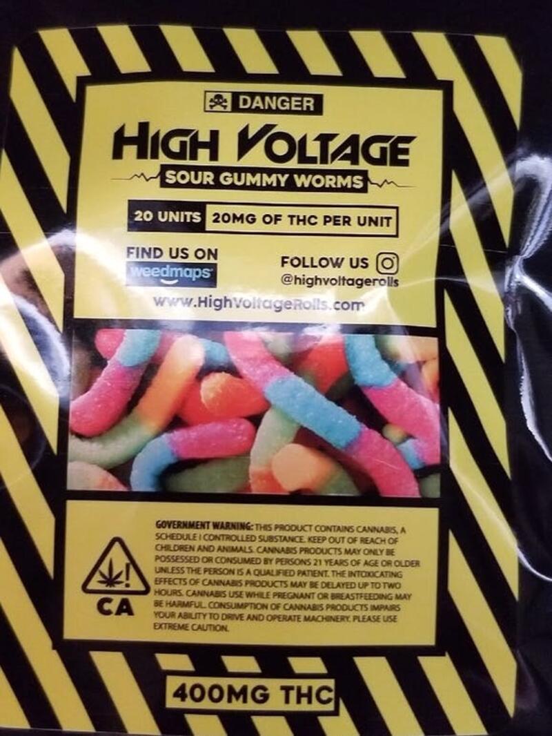 High Voltage Sour Gummy Worms 400 mg