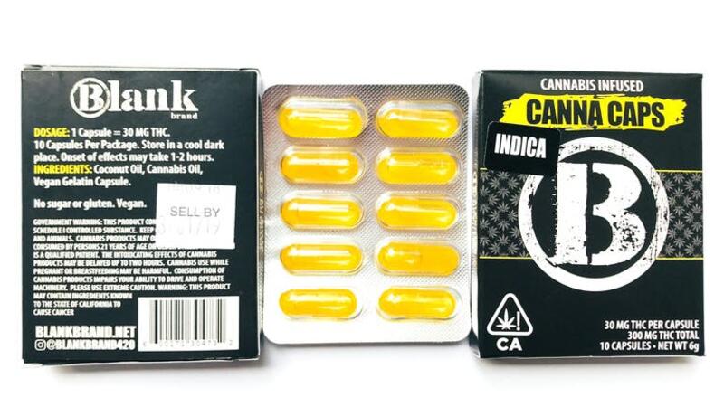 Blank Brand (Formerly Hashman) Indica Capsules 30mg THC