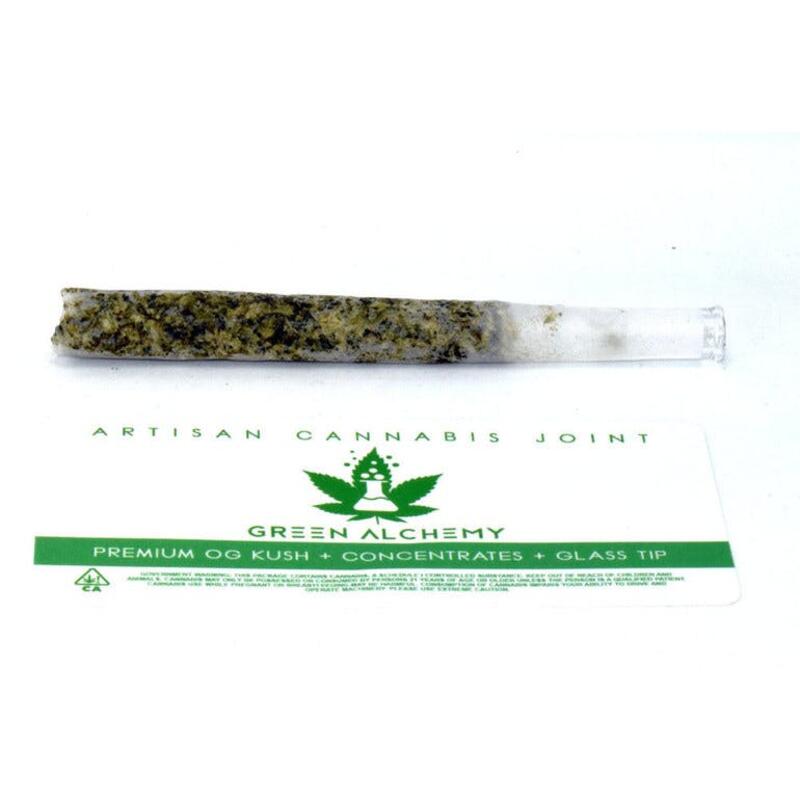 Green Alchemy Artisan Cannabis Joint (Premium OG + Concentrates + Glass Tip)