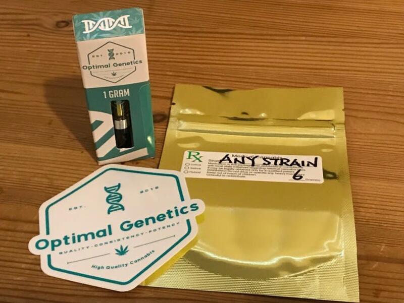 1g Optimal Genetics Cart + 6g Bud of Your Choice for $100