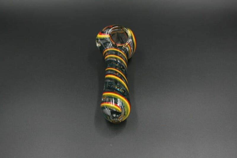 Large Black Sparkle and Rasta Color Pipe