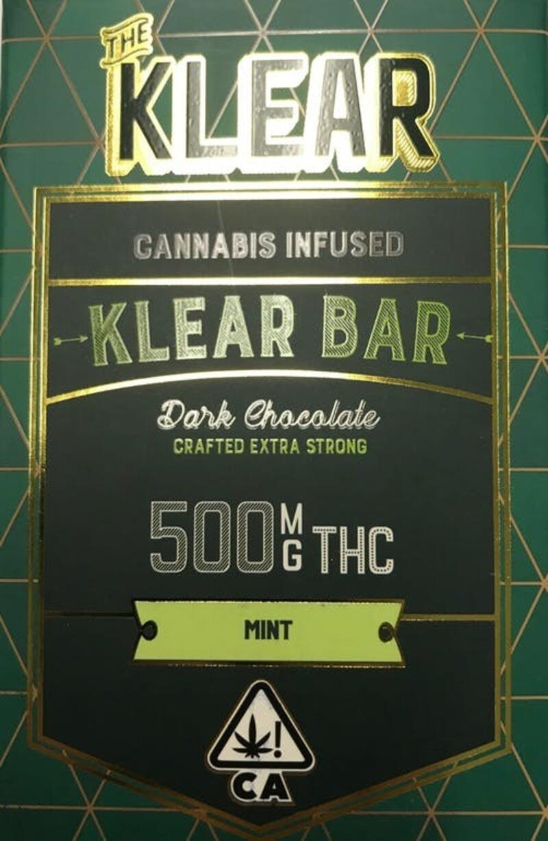 Dark Chocolate 500mg mint bar The Klear