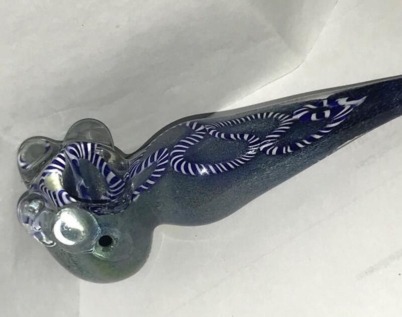 Blue Swirl four knocker Glass Pipe