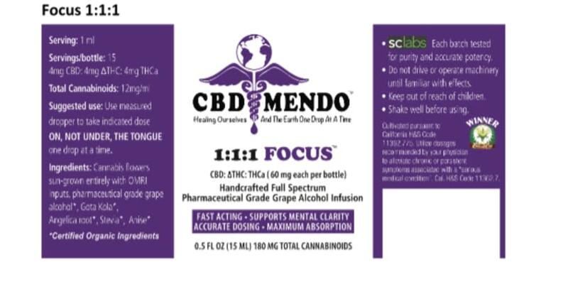 CBD Mendo 1:1 CBD:THC Tinture Focus