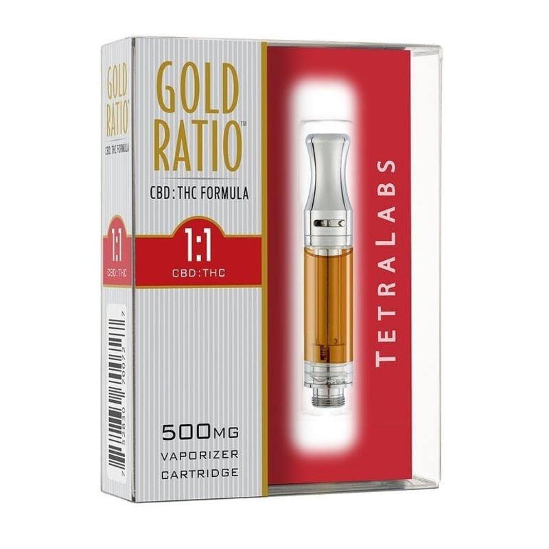Gold Ratio CBD THC 1:1 Vape Cartridge (500mg – 1 strain)