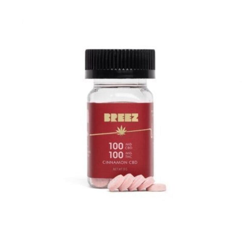 Breez Mints - Cinnamon Flavor - 100mg CBD, 100mg THC