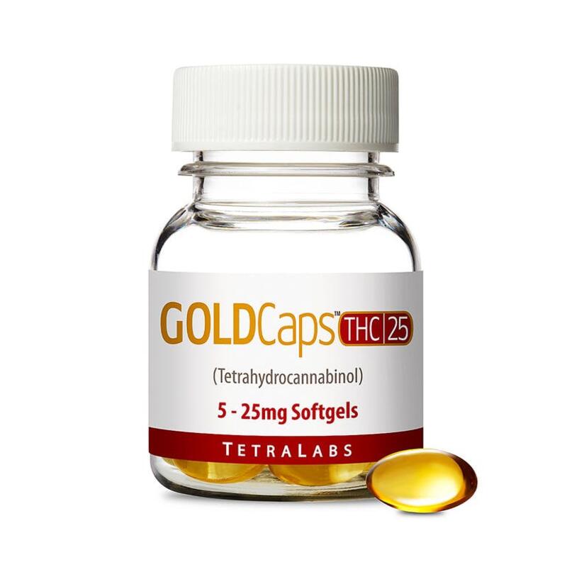 GoldCaps™ THC Oral Softgel Capsules, 25mg