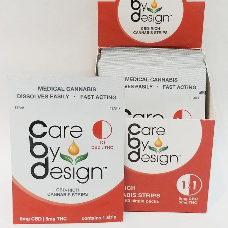 Care By Design CBD Rich 1:1 Cannabis Single Strip 5mg CBD:5mg THC