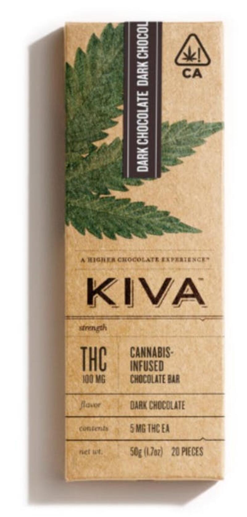 100mg Dark Chocolate Bar - Kiva