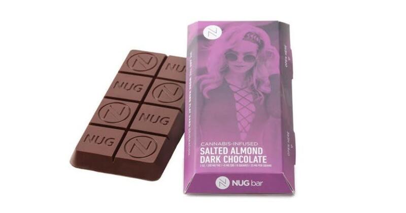 200mgTHC Salted Almond Dark Chocolate Bar - NUG