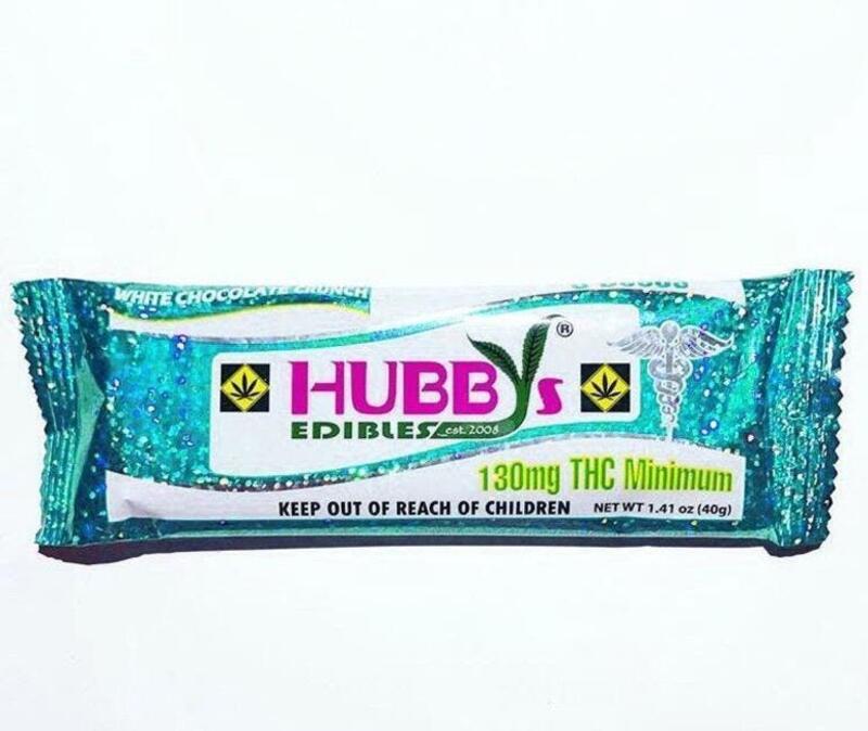 Hubby's Edibles: White Chocolate Crunch Bar 130mg