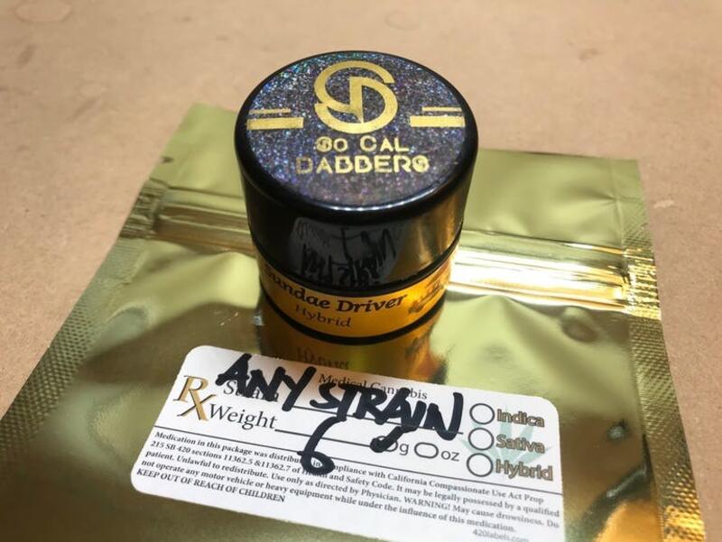 1g SoCal Dabbers Live Resin Sauce + 6g Bud of Your Choice $100