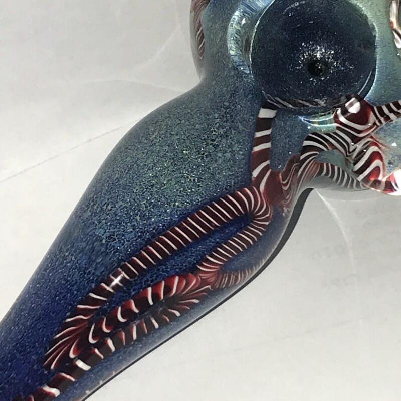 Blue&Green tint red swirl Glass pipe