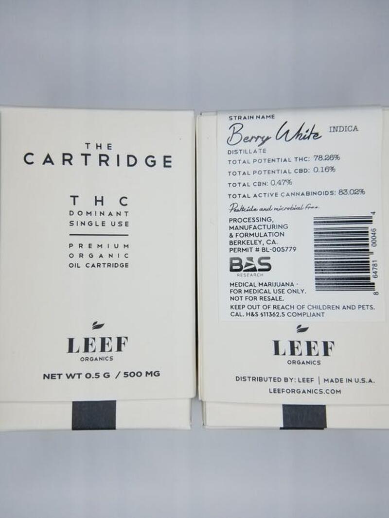 The Cartridge Berry White- 78.26% THC