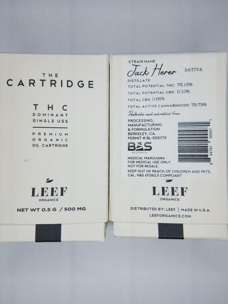 The Cartridge Jack Herer- 73.15% THC