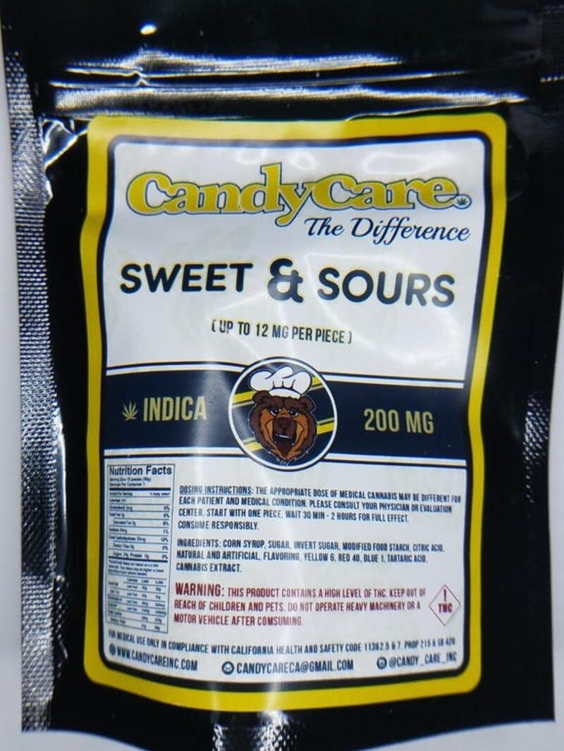 Sweet & Sours Gummy's, Indica, 200mg