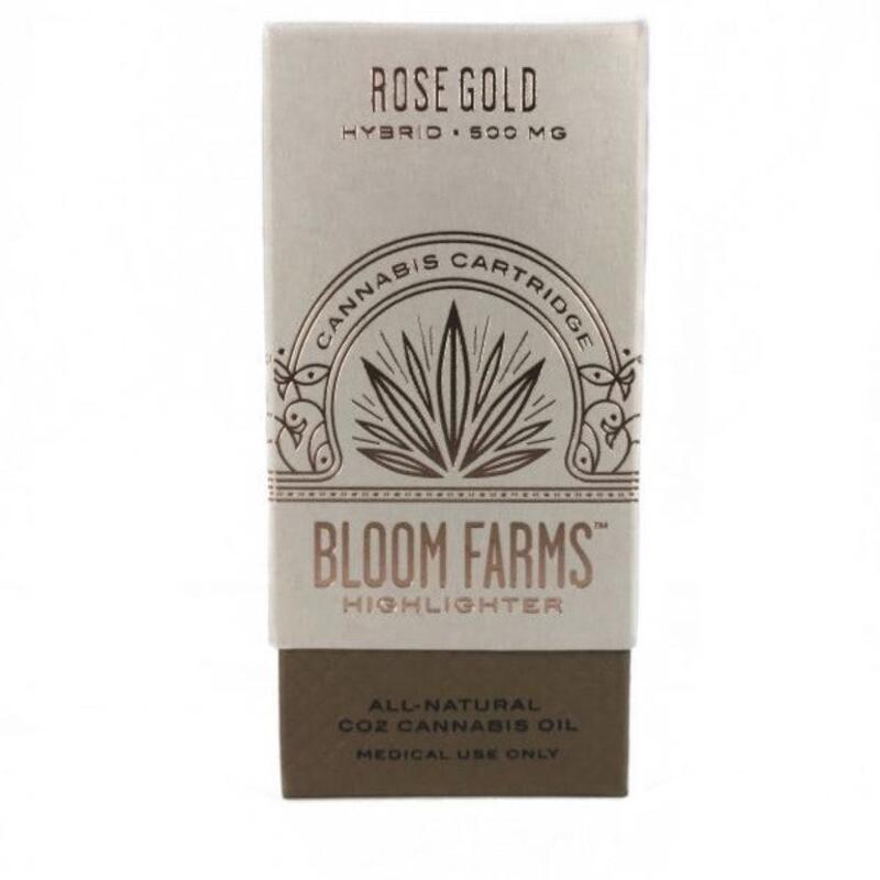 CBD Rose Gold 500mg Hybrid Vape Cartridge – Bloom Farms (33.17% CBD – 31.78% THC)