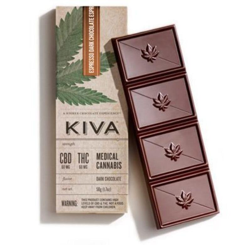 Espresso Dark Chocolate 1:1 Bar - Kiva Confections