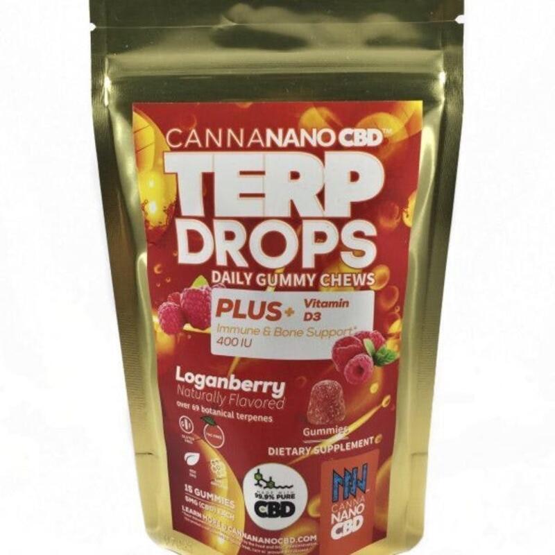 CBD Terp Drops Daily Gummy Chews – Canna Nano (75mg CBD – 2 flavors)