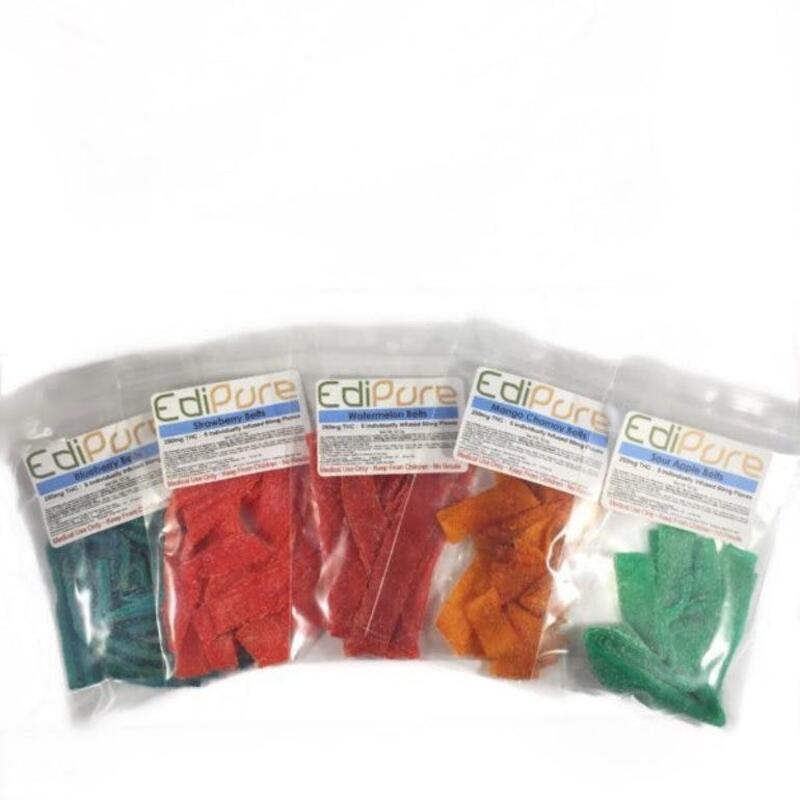 EdiPure Edible Belt Candy (250mg THC – 5 flavors)