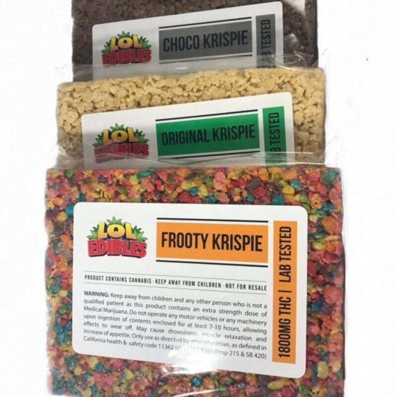 Extra Large Mega THC Krispies – LOL Edibles (1,800mg THC – 3 flavors)