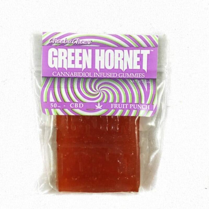 Fruit Punch Pure CBD Green Hornet Gummies – Cheeba Chews (50mg CBD)